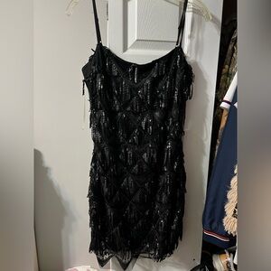 Just Me Black Sequin Mini Dress NWT